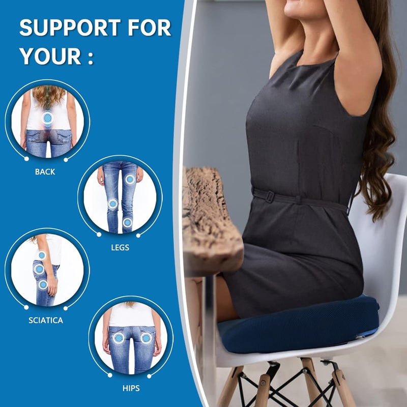 YOUFI Thick Memory Foam & Gel Seat Cushion, 18"X16"X4" Large Chair Cushion for Wheelchair Mobility Scooters, with Non-Slip Bottom and Carry Handle (Blue) - Image 4